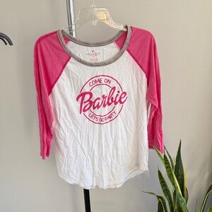 Barbie Raglan Shirt - Pink and White